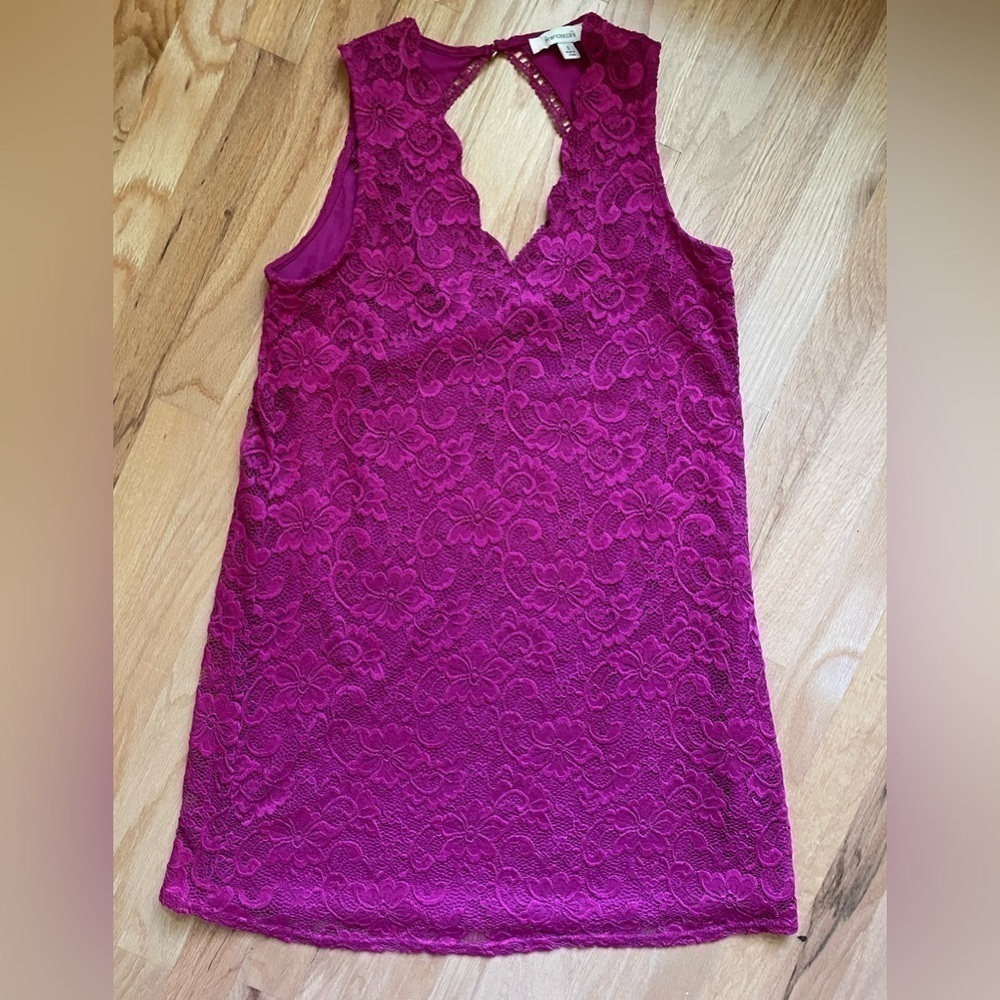 Francesca’s Fuschia Pink Lace Sleeveless Scallop Neckline Dress Women S